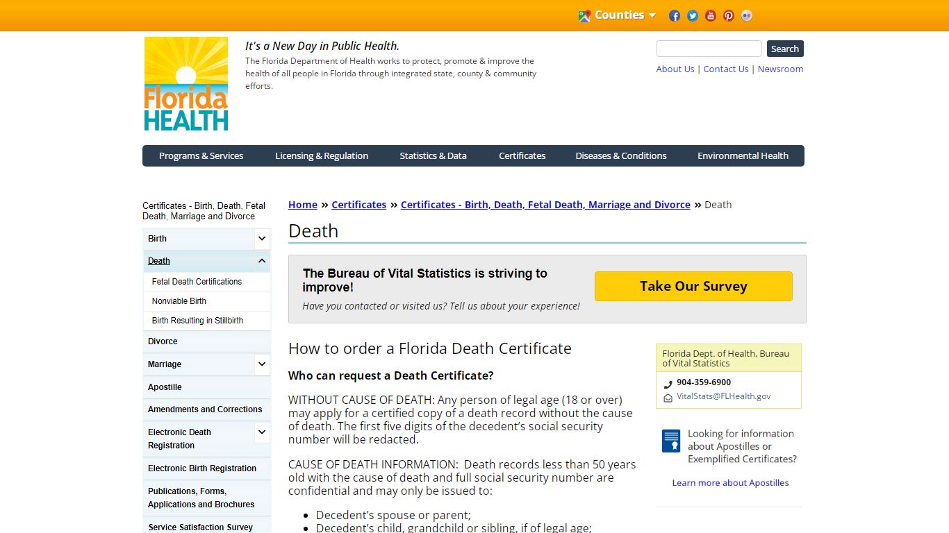 Death | Florida Department of Health